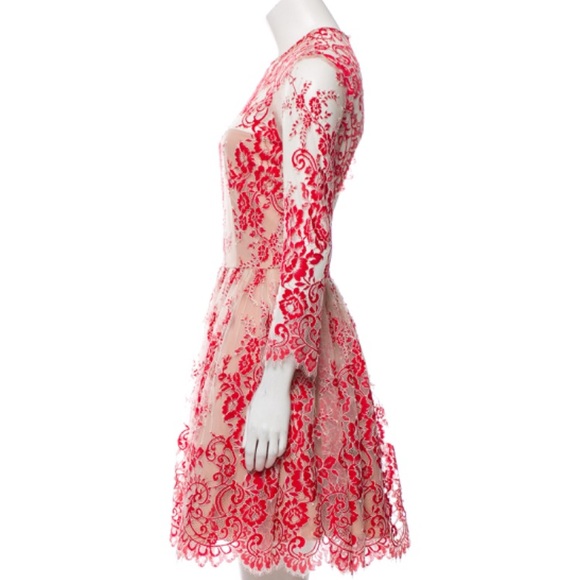 ALEXIS Bella Dress size S red nude lace - Picture 3 of 5